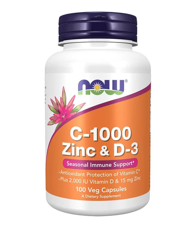 NOW FOODS | C-1000 ZINC & D-3 SEASONAL IMMUNE SUPPORT VEG CAPSULES